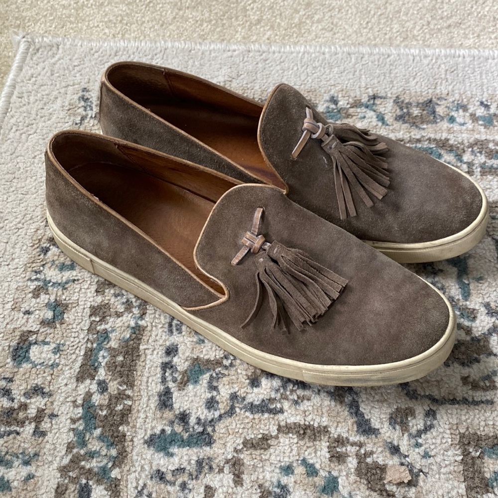 Frye Brown Suede Tassel Slip-On Sneakers